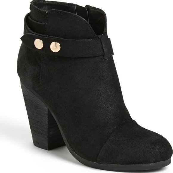 Steve Madden Arieel Ankle Boots 6.5M Black Leather Round Toe Block Heel‎ Bootie - Picture 1 of 8